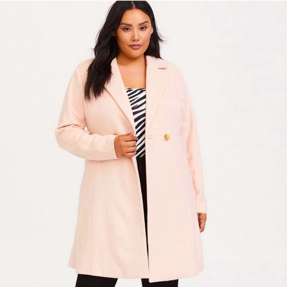 TORRID Pink Fit & Flare Pea Coat